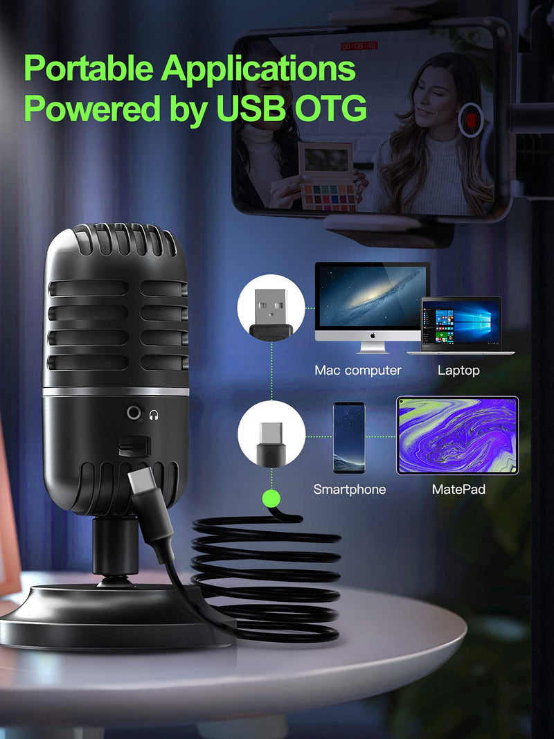 USB Microphone, Moman EMP Desktop Condenser PC Microphones for Steaming Podcast Mic Recording Gaming Zoom meeting Youtube ASMR Online Conference Course, USB-Podcast-Streaming-Computer-Microphone