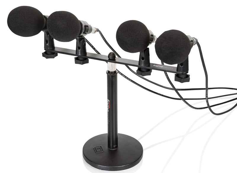 [AUSTRALIA] - Gator Frameworks 1-to-4 Mic Mount Bar with Standard 5/8-Inch Thread Suitable for Most Microphone Stands Boom Arms (GFWMIC1TO4) 4 Microphones 