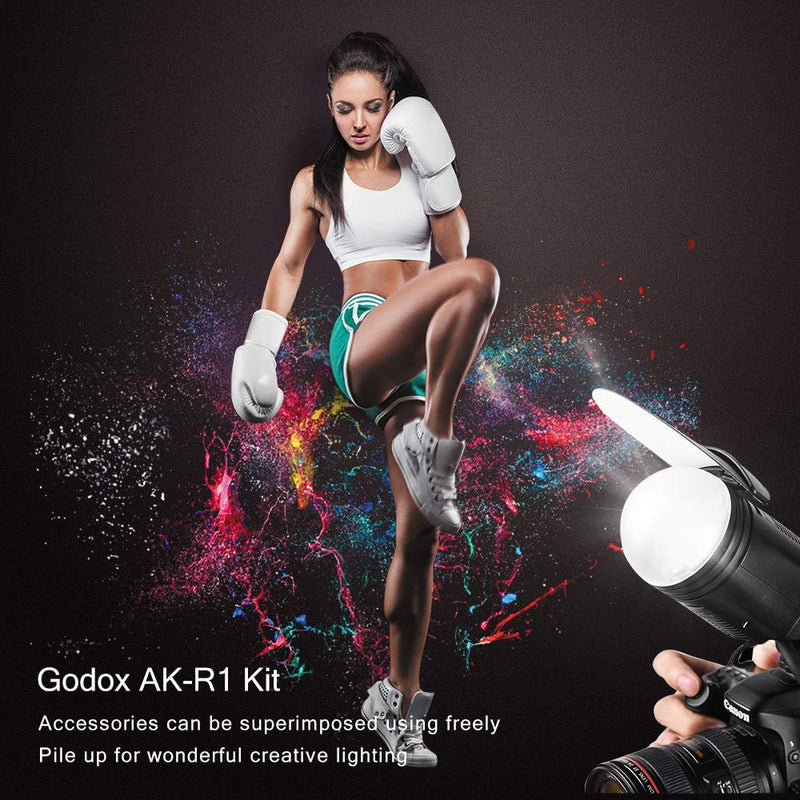 GODOX AK-R1 Accessories Kit for Godox AD200 Pocket Flash Head (Diffuser Ball,Color Filters,Honey Comb, Snoot, Barn Door) (AK-R1)