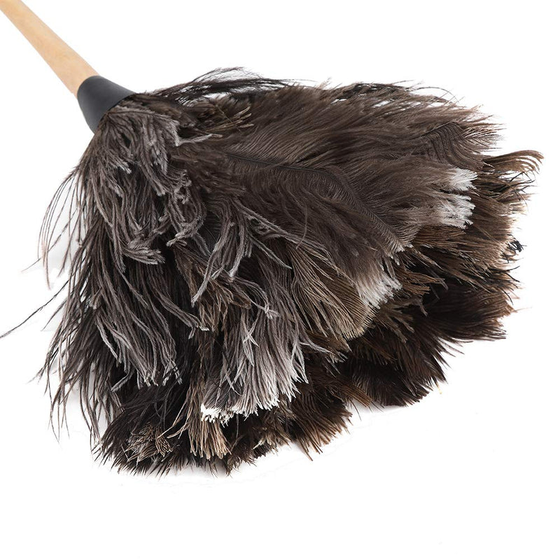 Ostrich Feather Duster, 22'' Super Soft Handmade Washable Non-electrostatic Ostrich Cleaning Duster Easy Efficient Dusting with Wooden Handle (Brown)