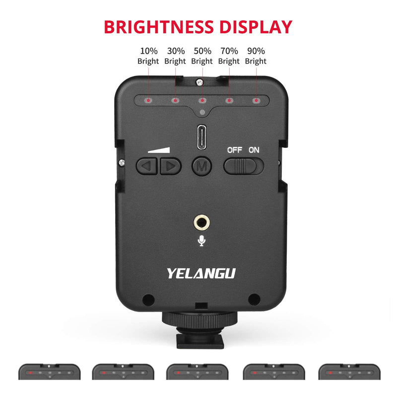 LED Video Light, YELANGU Built-in Microphone Recording and Lighting 2 in 1 Light for Camera, 5600K Rechargeable, Plug-Play Portable Micro Light for Vlog YouTube Conference Zoom Call
