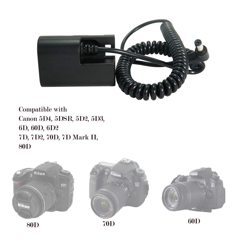 ANDYCINE DC Dummy Battery LP-E6 for Canon Compatible with Canon 5D4, 5DSR, 5D2, 5D3, 6D, 60D, 7D, 7D2, 70D, 7D Mark II, 80D, 6D2 Cameras E6