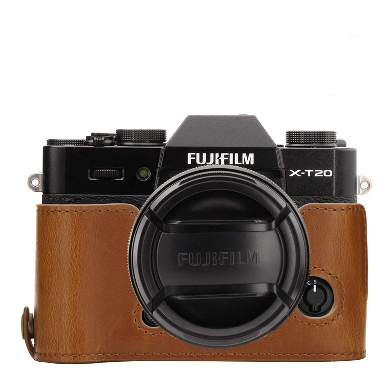 [AUSTRALIA] - MegaGear Ever Ready Leather Camera Half Case and Strap Compatible with Fujifilm X-T30, X-T20, X-T10 Light Brown 