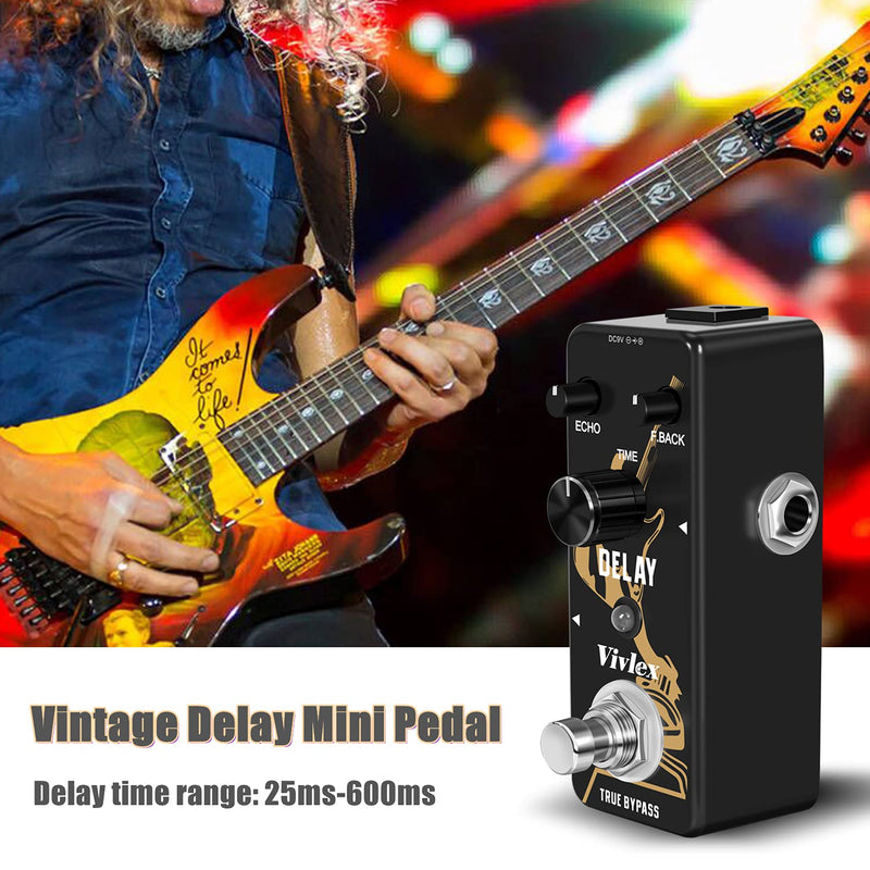 Vivlex LEF-314 Delay Guitar Effects Pedal Mini Analog Vintage Echo Stompbox for Electric Guitar Bass True Bypass Footswitch