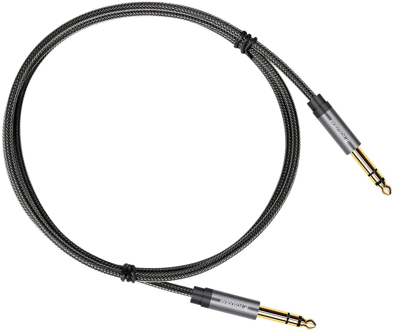6.35mm to 6.35mm Stereo Cable 1M, POSUGEAR 1/4 Inch Male TRS Speaker Amp Cable Jack with Nylon Braid Aluminium Alloy Housing for Electric Guitar, Bass, Amplifier, Keyboard Professional Instrument etc