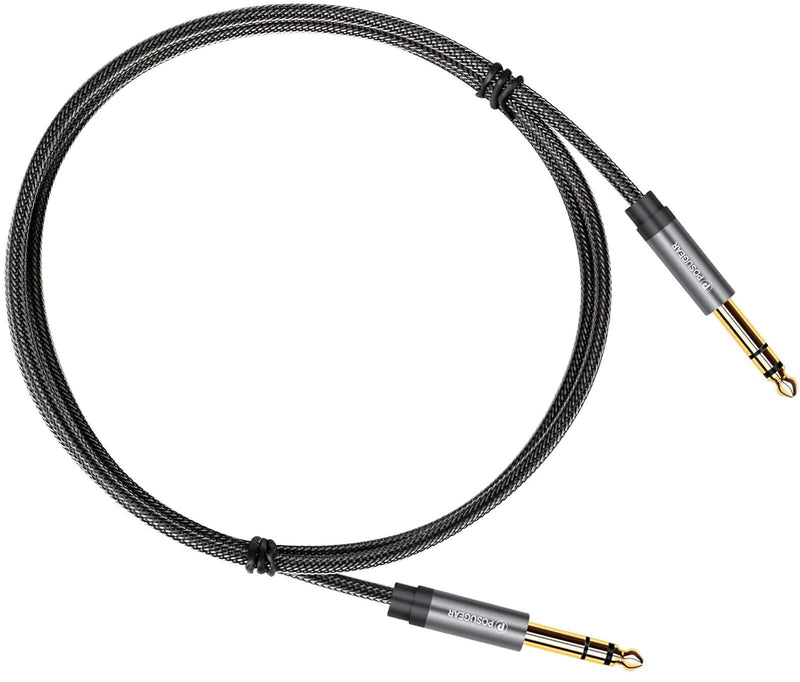 [AUSTRALIA] - 6.35mm to 6.35mm Stereo Cable 1M, POSUGEAR 1/4 Inch Male TRS Speaker Amp Cable Jack with Nylon Braid Aluminium Alloy Housing for Electric Guitar, Bass, Amplifier, Keyboard Professional Instrument etc 