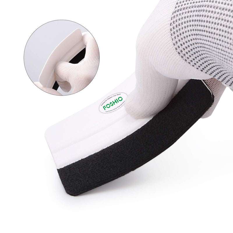 FOSHIO 4 Inch Felt Squeegee for Car Window Tint, Vinyl Installing Application Tool Car Wrap Paste Vinyl Squeegee Wrapping Medium Hardness Tools Hand Application Squeegee -White PP Scraper