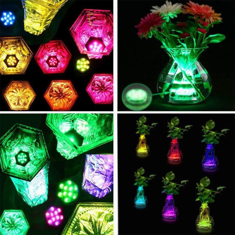[AUSTRALIA] - Huakway RGB Color Changing Submersible Lights, 13 Colors 4 Modes Battery Powered LED Lights W/Remote (4-Pack) 