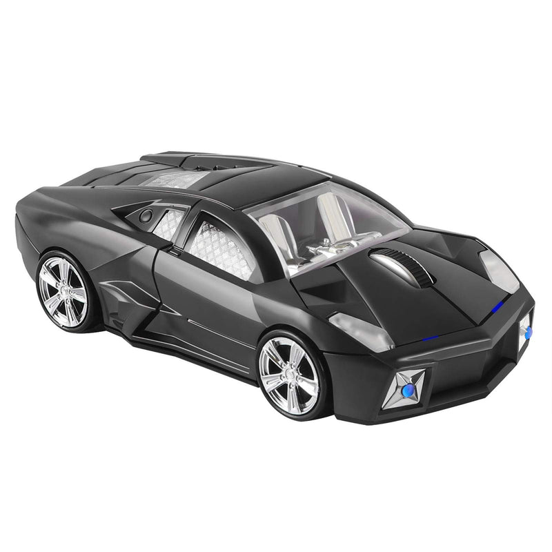 CHUYI Cool Sports 3D Car Shape 2.4Ghz Wireless Optical Mouse 3 Button 1600DPI Cordless Office School Home Travel Mice with USB Receiver for PC Laptop Computer Gift (Black-1 Pack) Black