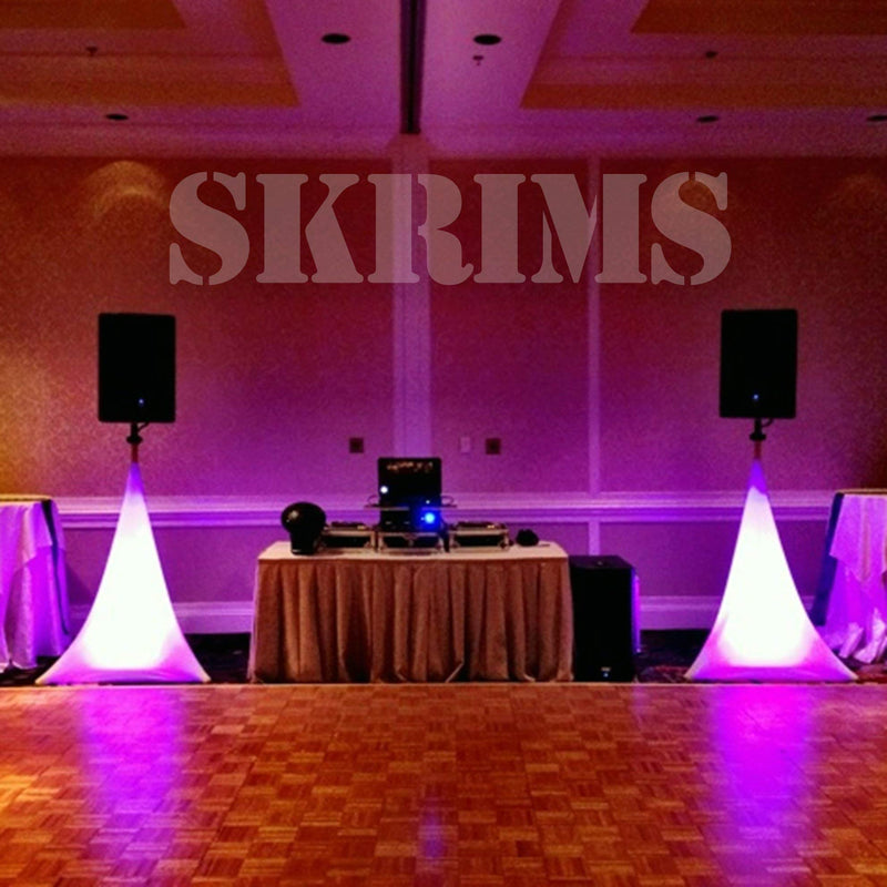 Amazin Gear SKRIMS Speaker Stand Cover 3-Sided Tripod Scrim White 360 Degree DJ Skirt with Cable Management Pass-Thru and Travel Bag