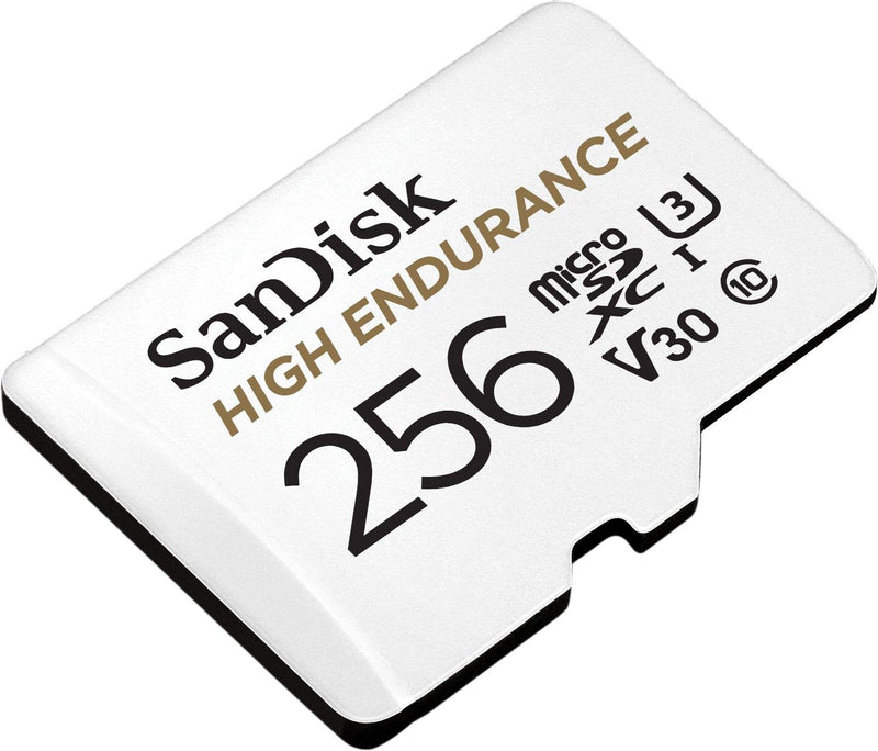 SanDisk 256GB High Endurance Video microSDXC Card with Adapter for Dash Cam and Home Monitoring systems - C10, U3, V30, 4K UHD, Micro SD Card - SDSQQNR-256G-GN6IA 256 GB Card Only