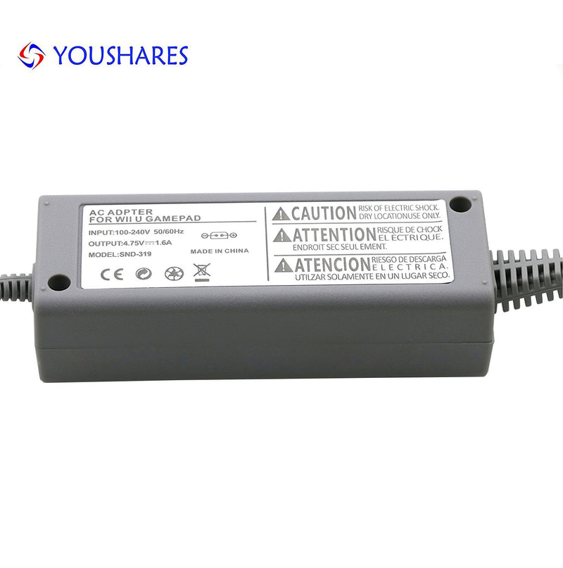 YOUSHARES Interchangable Power Charging Adapter, Power Supply Cord AC Adapter & Cable Compatible for Nintendo WiiU Gamepad (AC Adapter)