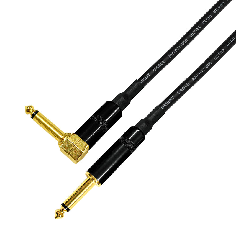 2 Units - 2 Meter - Van Damme Pro Grade Classic XKE - Premium Ultra-Flexible Multi-Shielded Guitar Instrument Effects Patch Cable w/Eminence Straight & Angled Gold 6.35mm TS Plugs & Staggered Boots