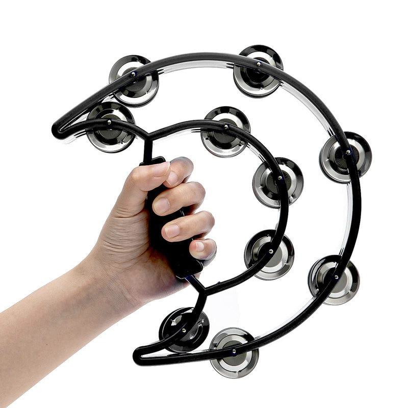 [AUSTRALIA] - Double Row Tambourine, Musfunny Metal Jingles Hand Held Percussion Tambourine Musical Instrument Gifts for Kids and Adults (Black) Black 