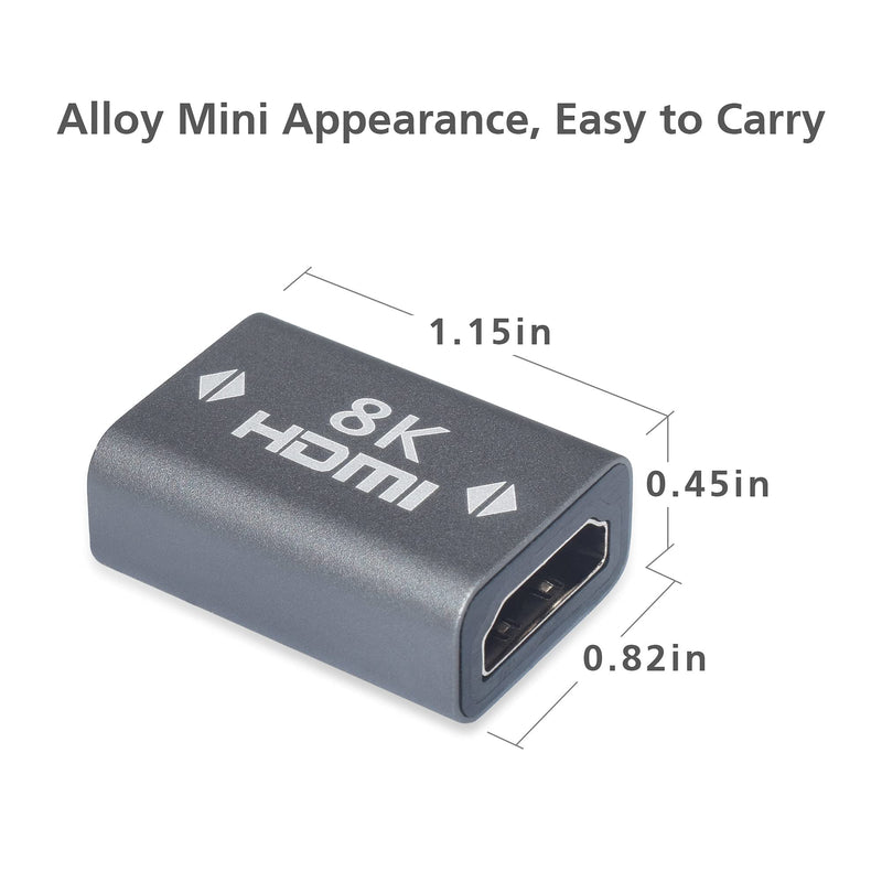 AGVEE [4 Pack] HDMI Female to Female Adapter, 8K HDR HDMI 2.1 Coulper Extension Connetor, Backward Compatible with 4k@60HZ, Alloy Shell for TV Stick Roku Chromecast Switch Xbox PS4 Laptop, Gray Gray 4 Pack