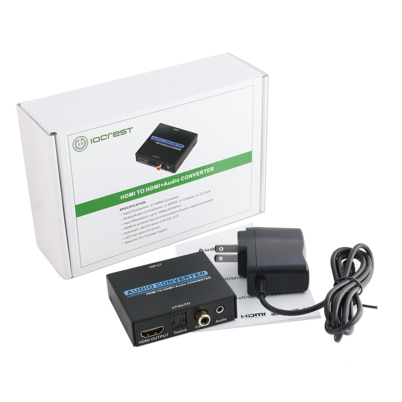 IO Crest Digital HDMI Audio Extractor Converter SPDIF + 3.5MM Output Supports HDCP 2.2, Dolby Digital/DTS Passthrough