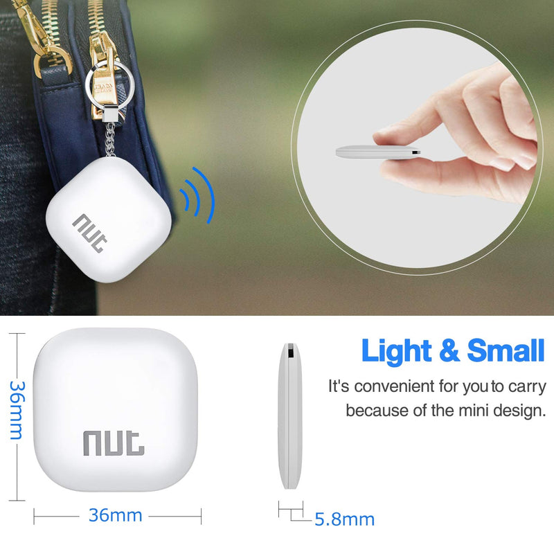 NUT Key Finder, Phone Finder Item Tracker with Bluetooth for Android/iOS, Anti-Lost Alarm Item Finder Locator for Keys, Backpack, Phone, Wallet, Item Tracker Device with One Touch Find- New Version