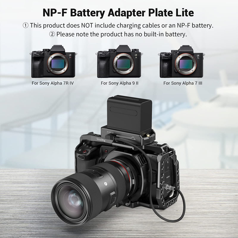 SmallRig NP-F Battery Adapter Plate Lite for Sony NP-F Battery, w/ 12V/7.4V Output Port, LED Low Battery Indicator, ABS Material - 3018