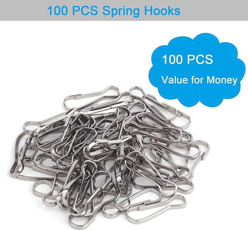 YUESUO 100 PCS - 1 Inch（25mm） Upgrade Metal Spring Hooks, 304 Stainless Steel, Lanyard Snap Clip Hooks for ID Card, Key Chain, DIY