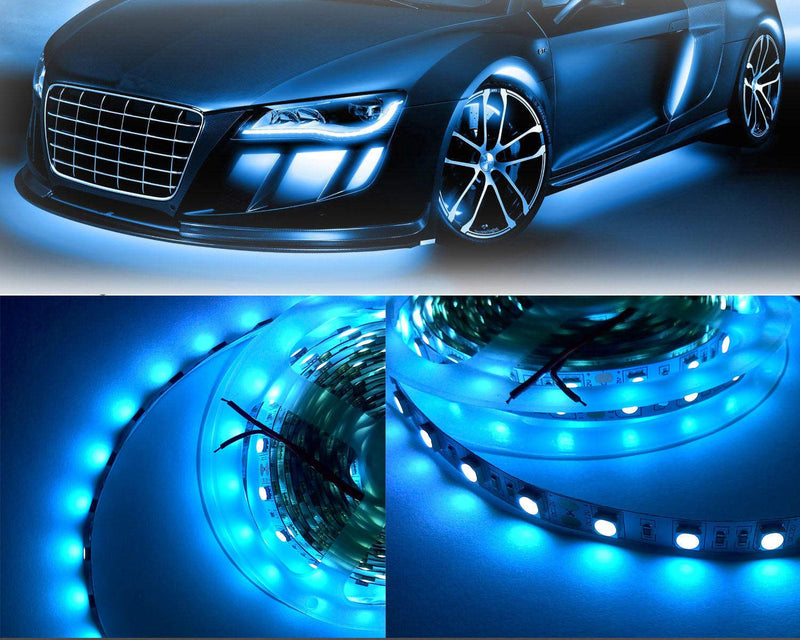 Ice Blue LED Strip Light 12V 16ft/5m SMD2835 600 LEDs Flexible Cuttable Non-Waterproof LED Tape (Ice Blue) Ice Blue 3528 600leds