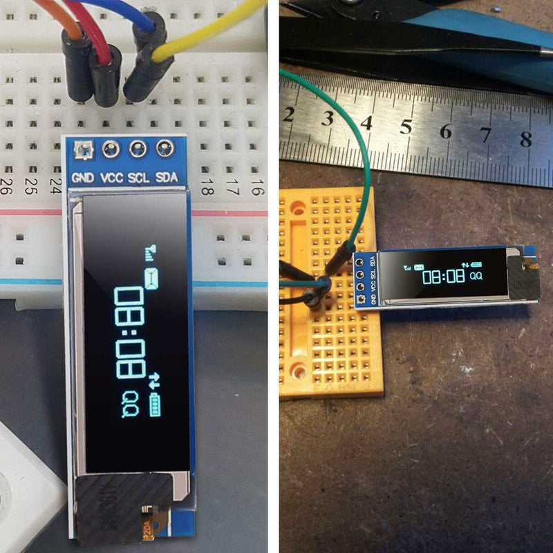 Organizer 2pcs I2C OLED Display Module 0.91 Inch I2C SSD1306 OLED Display Module I2C OLED Screen Driver DC 3.3V~5V for Arduino (Blue) Blue