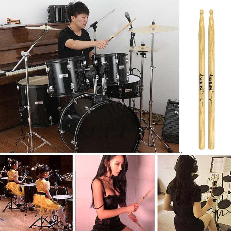 WeiMeet Drumsticks 5A Wood Tip Oak Drum Stick for Kids Adults Professional and Beginner