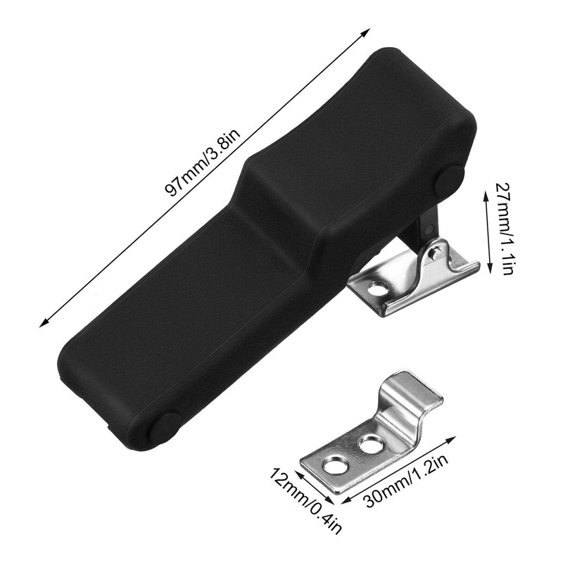 Flexible Rubber Draw Latch, Front Storage Rack Rubber Latch Over Center Thermoplastic Elastomer Boat Latch for Cooler, Boat Compartment Cargo Box with Stainless Steel Keeper and Bracket (4 Pieces)