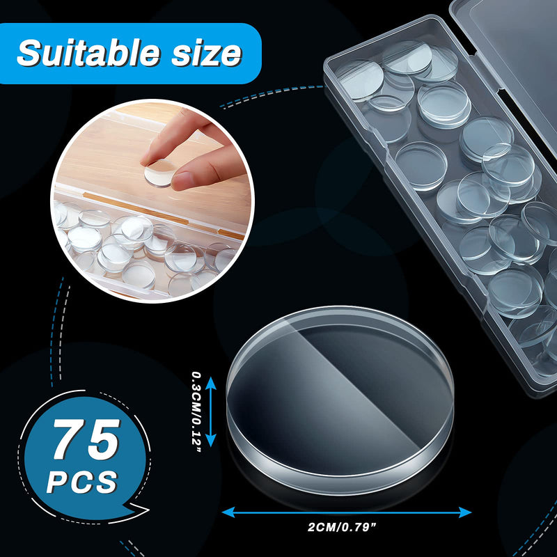 Round Clear Non Adhesive Bumpers Pad Glass Table Top Bumper Anti Slip Pads Clear Bumpers for Glass Table Top (75, 20 x 3 mm) 75