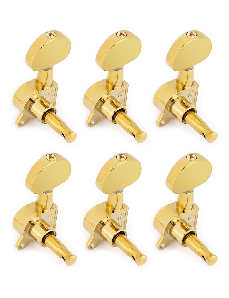 Metallor Sealed String Tuning Pegs Tuning Keys Machine Heads Grover Tuners 6 In Line for Right Handed Electric Guitar Acoustic Guitar Parts Replacement Gold.