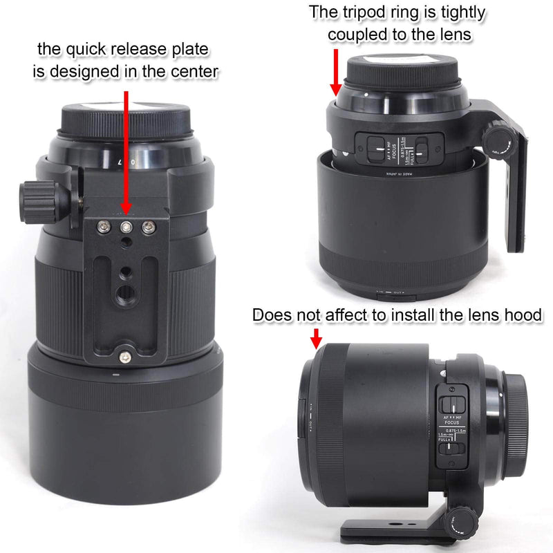 iShoot CNC Tripod Mount Ring for Sigma 135mm f/1.8 DG HSM Art Lens, Aviation Aluminum Lens Tripod Collar Support Bracket Holder with Quick Release Plate Compatible with Arca-Swiss fit Tripod Ball Head