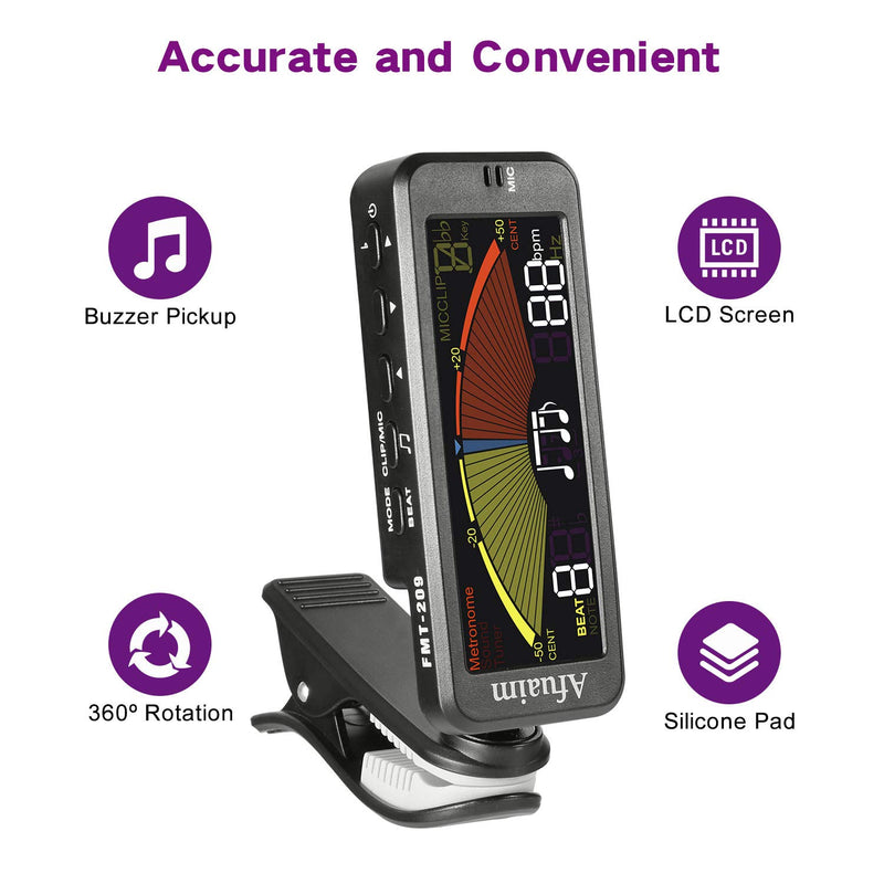 Guitar Tuner Clip-On for All Instruments- Guitar, Bass, Violin, Ukulele & Chromatic