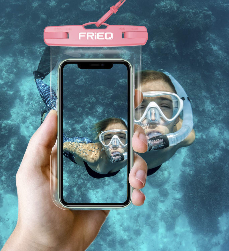 Waterproof Case 2 Pack for iPhone 12/12 Pro Max/11/11 Pro/SE/Xs Max/XR/8P/7 Galaxy up to 7" (Black and Pink)