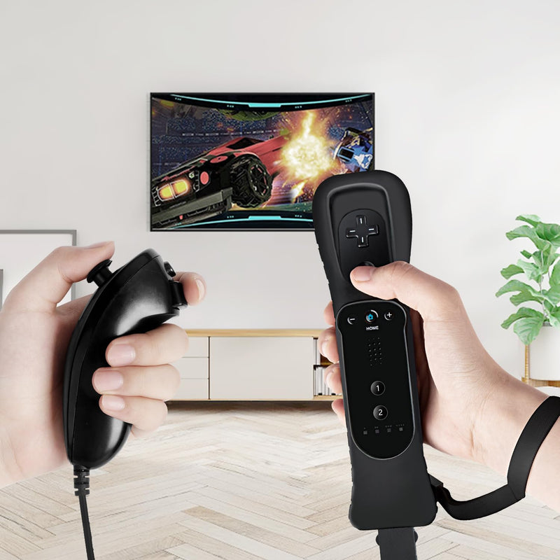 XiQiDianr 2 Motion Plus Attachment and 2 Silicon Case for Nintendo Wii Remote Controller, Motion Plus Adaptor Sensor Accelerator Replacement for Wii Motion Plus Adapter（Black） Black