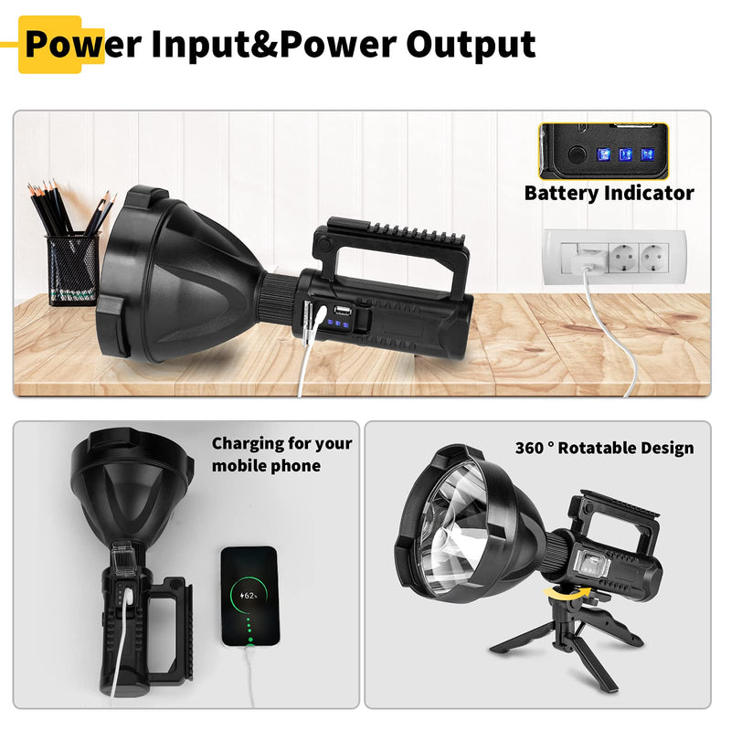 [AUSTRALIA] - Venlon Superbright Big Size Rechargeable LED Handheld Flashlight Spotlight 4 Modes High Power Portable Waterproof Searchlight for Camping Hunting Outdoor (P50 Medium Size) P50 Medium Size 