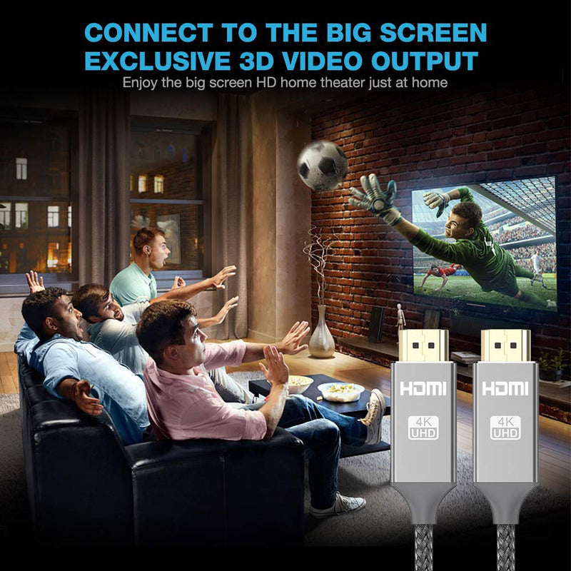 [AUSTRALIA] - 4K HDMI Cable 6.6 ft,Capshi High Speed 18Gbps HDMI 2.0 Cable,4K, 3D, 2160P, 1080P, Ethernet - 28AWG Braided HDMI Cord - Audio Return(ARC) Compatible UHD TV, Blu-ray, PS4, PS3, PC 6.6 feet Grey 
