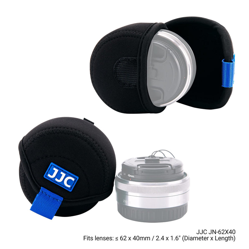 JJC Water Resistant Neoprene Camera Lens Pouch Case, Fold-Over Lens Bag for Mirrorless Lenses Up to 2.4 x 1.6 (D X H) for Canon EF-M 22mm f/2, Sony E PZ 16-50mm f/3.5-5.6, Fujifilm XF27 f/2.8 etc. 2.4 x 1.6"