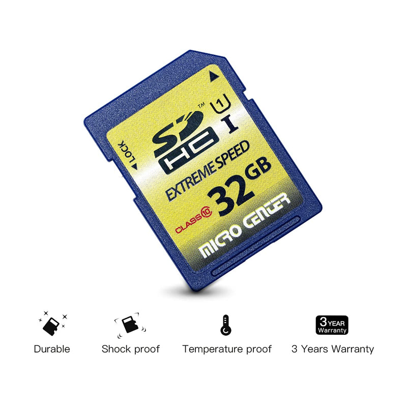 Micro Center 32GB Class 10 SDHC Flash Memory Card Full Size SD Card USH-I U1 Trail Camera Memory Card