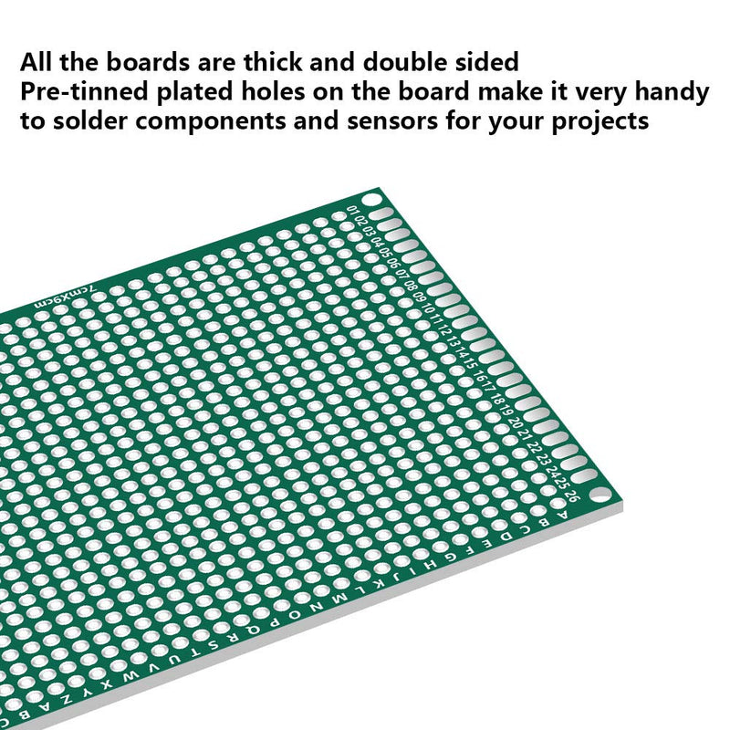 22Pcs Double Sided PCB Board Prototype Boards Kit for DIY Soldering Tinned Through Holes 6 Sizes Universal Printed Circuit Perfboard Compatible with DIY Soldering and Electronic Project Kits 22