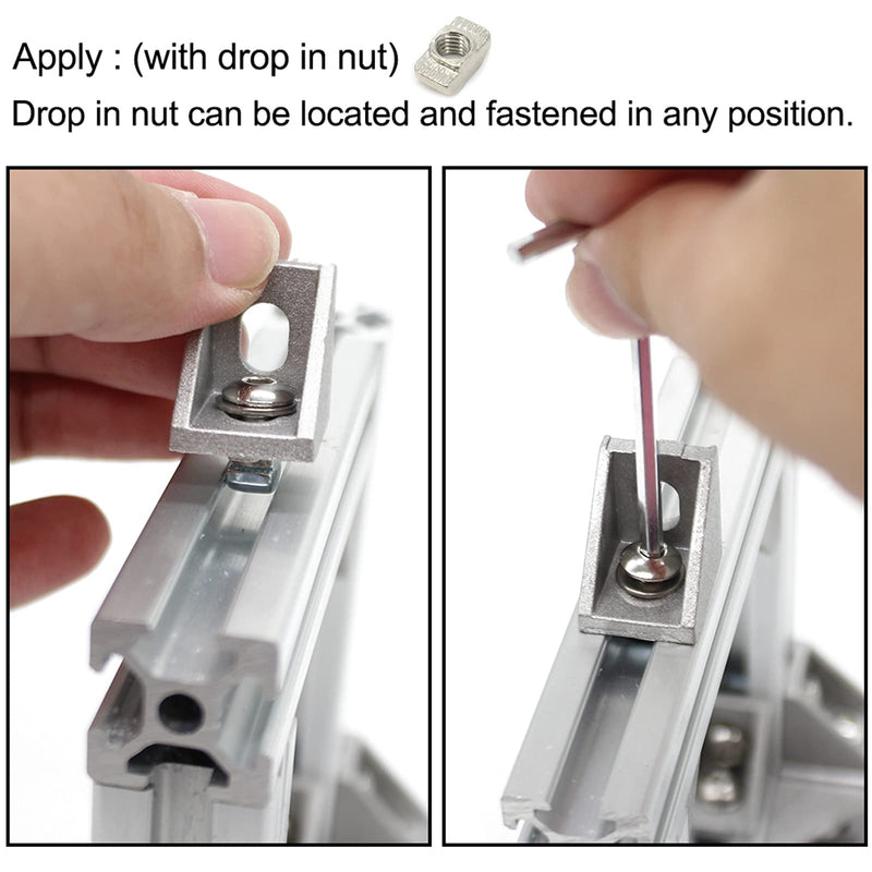 3030 Series Aluminum Profile Connector Set, 20pcs Corner Bracket, 40pcs M6 T Nuts and M6X10 Hex Screw Bolt for 30S 30X30 Aluminum Extrusion Profiles Rail Accessories