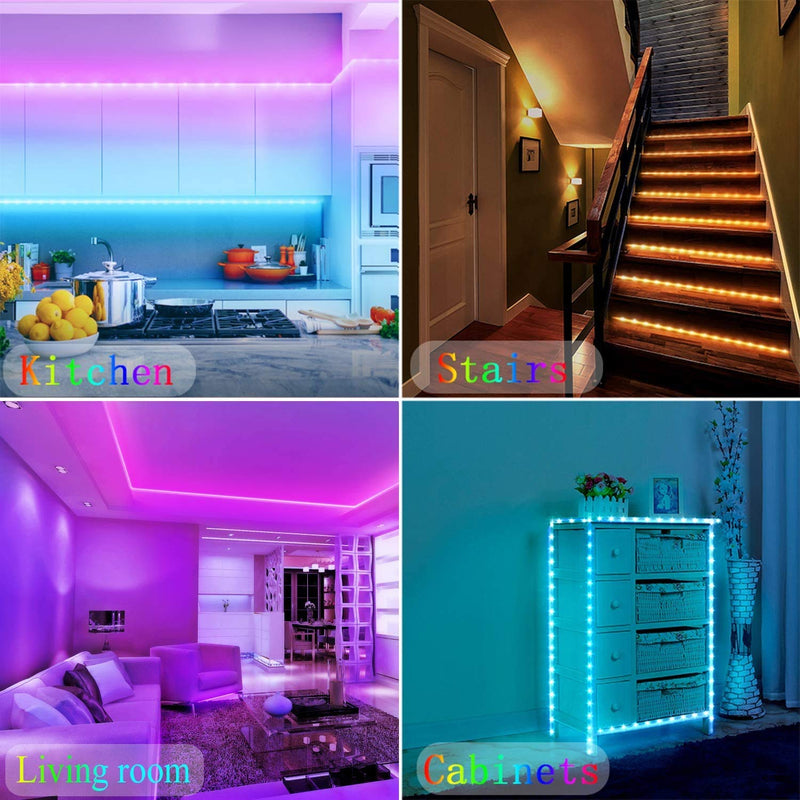 [AUSTRALIA] - LED Strip Lights Works with Bluetooth, Remote,16 Million Colors Phone App Controlled Music Light Strip for Home, Kitchen, TV, Party, for iOS and Android (32.8FT) 32.8FT 