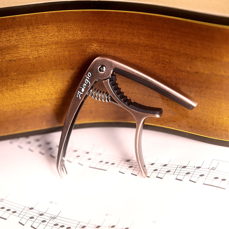 Adagio Pro DELUXE CAPO Suitable For Acoustic & Electric Guitars With Quick Release And Peg Puller In Bronze RRP £10.99