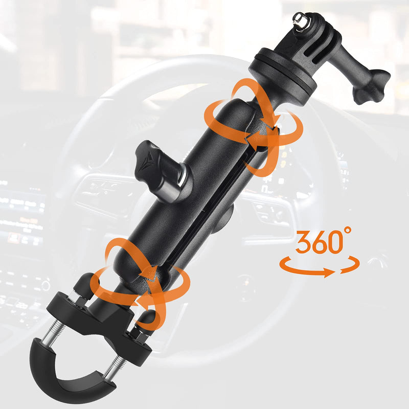 [AUSTRALIA] - CAMOLO Camera Mount Holder Motorcycle Action Camera Mount Holder 360° Handlebar Camera Mount with 1/4 Thread for Moto Bicycle Handlebar for GoPro Hero 10/9/8/7/6/5/4 Action Cameras and More 