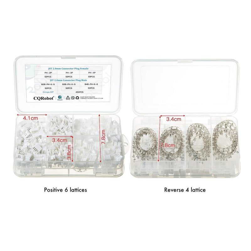 750 Pieces 2.0mm JST-PH JST Connector Kit. 2.0mm Pitch Female Pin Header, JST PH - 2/3 / 4 Pin Housing JST Adapter Cable Connector Socket Male and Female, Crimp DIP Kit. JST-PH2.0 PH 2P/3P/4P