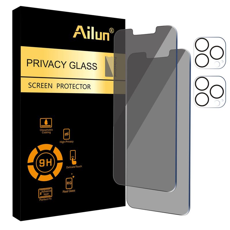 Ailun 2Pack Privacy Screen Protector Compatible for iPhone 13 Pro Max[6.7 inch] + 2 Pack Camera Lens Protector and True Wireless Earbuds with ENC Noise Cancelling Bluetooth Earphones