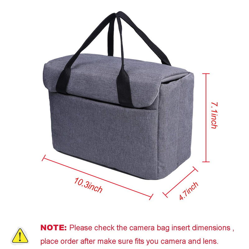 BOMKEE Camera Inserts Protective Bag Padded Insert Camer Cube Water Resistant DSLR SLR Case Foldable Liner for Sony,Canon,Nikon,Olympus Camera Lens Accessories Grey
