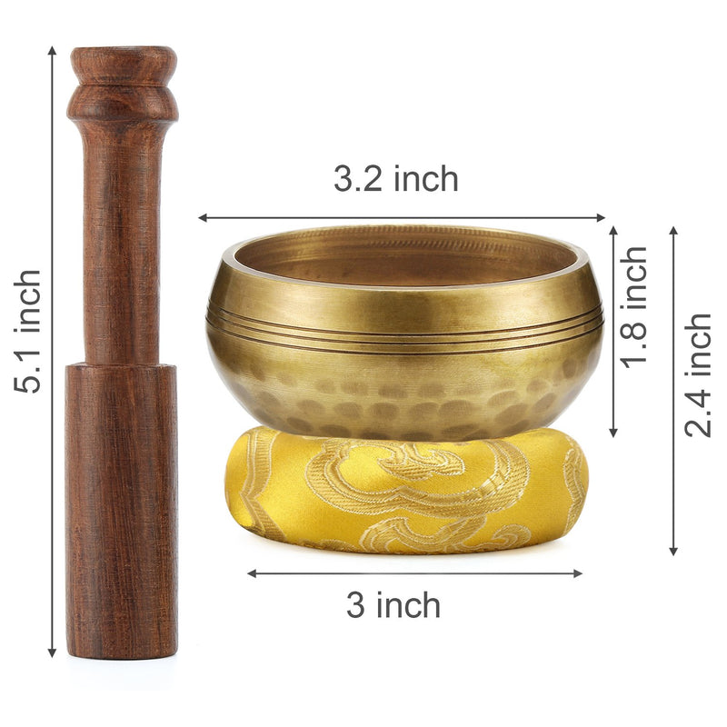 Moukey Tibetan Singing Bowl 3.2 Inch Meditation Gong Zen Yoga Bowl Set With Wooden Striker And Cushion Pillow 3.2''