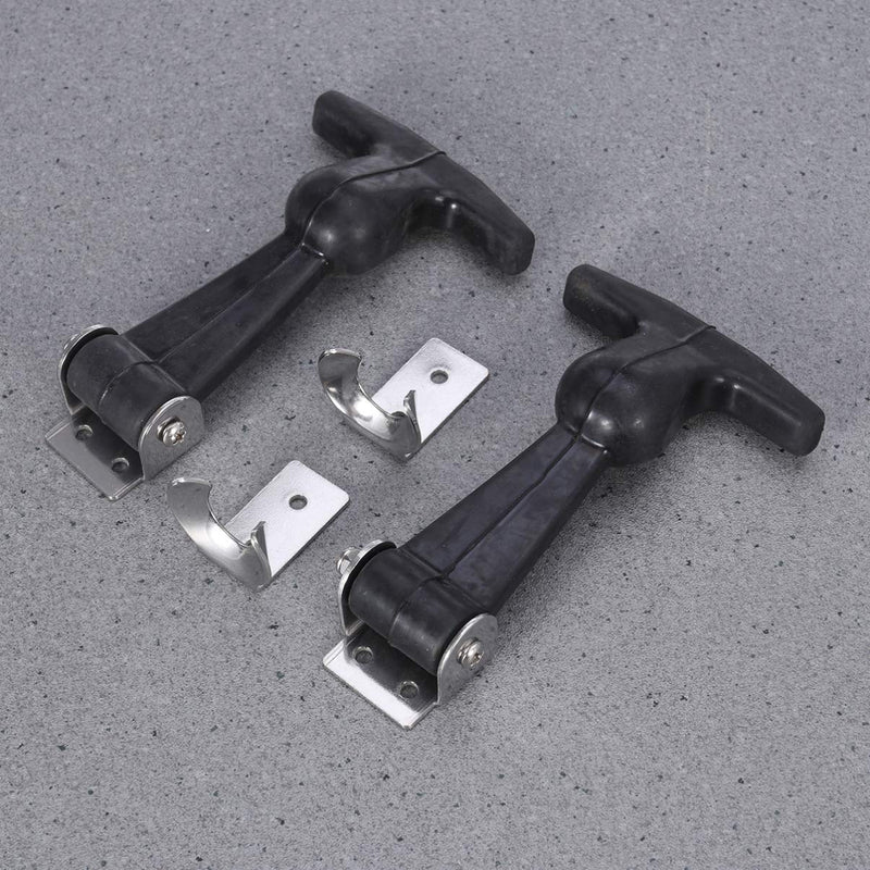 Baluue Catch Flexible T-Handle Hasp Elastic Stainless Steel Rubber Hood T-Handle Draw Latches T-Handle Hasp with Brackets for Tool Box, 2pcs