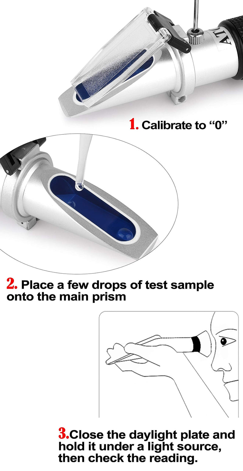 Brix Refractometer with ATC, Handheld Brix Meter Hydrometer 0-32% Portable Brix Reader Tester for Measuring Sugar Content in Fruit, Saccharimeter Refractometer for Replacement Brix Hydrometer Set