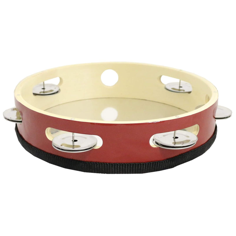 Danzcue 8 Inches Silver-Red Single Row Jingles Tambourine