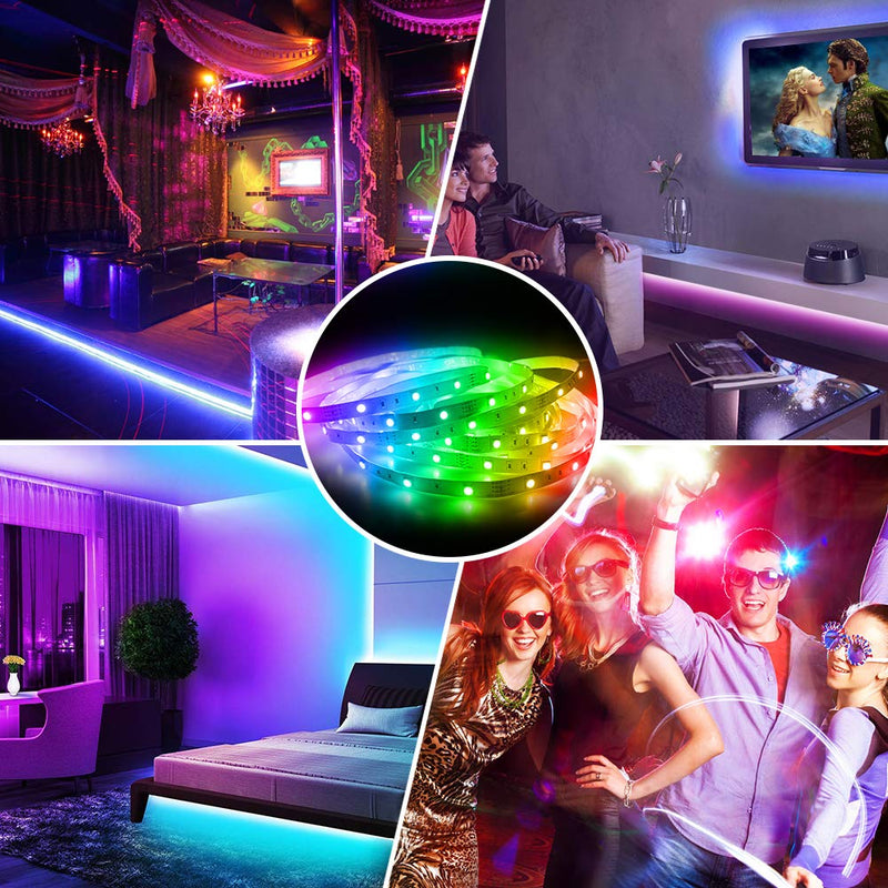[AUSTRALIA] - ZHUOPD 16.4ft LED Strip Lights, Music Sync DIY Color Changing Light, 5050 RGB Music Sensitive Light Strip Kit with 40-Key Remote and Power Supply, Rope Lights for TV Bedroom Party and Home Decoration 